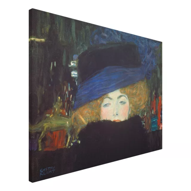 Leinwandbild Wandbild Bild Canvas Gustav Klimt Dame mit Hut und Federboa