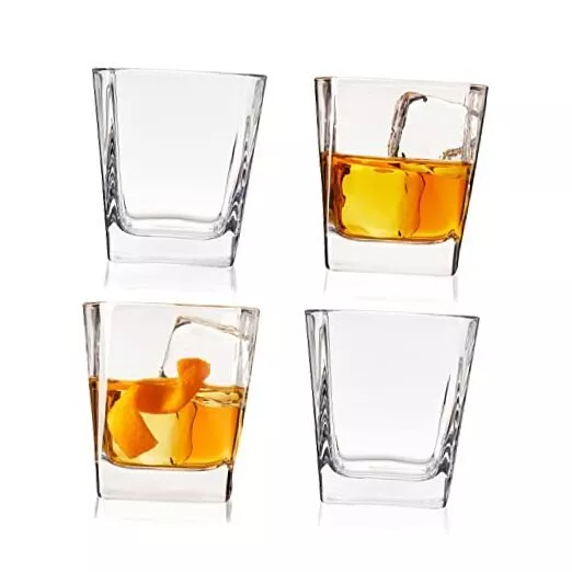 Square Double Old Fashioned Glasses Set of 4 - Clear Square DOF Glasses