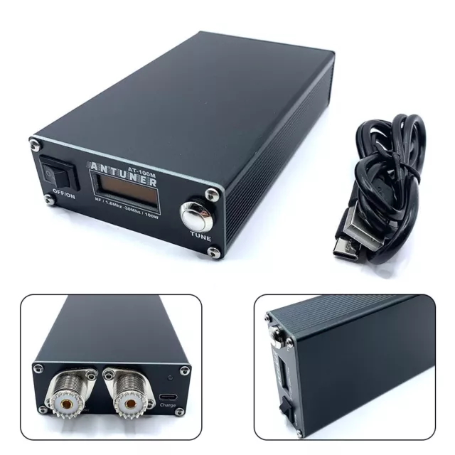 AT100M 1 8 30MHz 100W Antenna Tuner with Built in Standing Wave and Power Meter