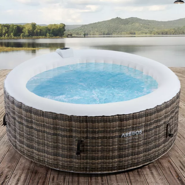 AREBOS Vasca Idromassaggio Gonfiabile In-Outdoor Whirlpool Spa Piscina ⌀ 180 cm