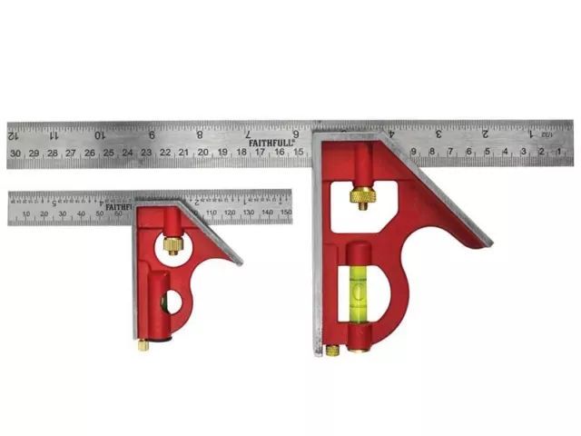 Faithfull Combination Square Twin Pack 150mm 6in & 300mm 12in FAICS300TP