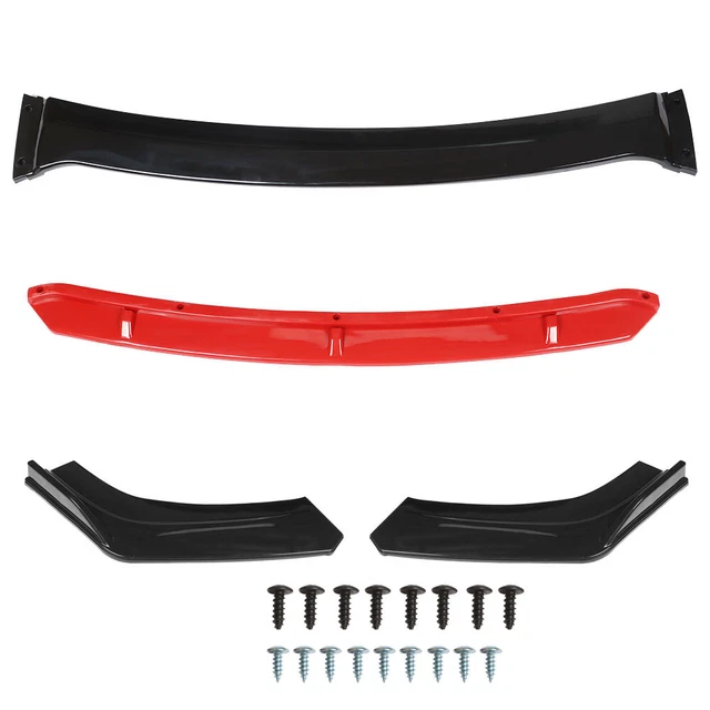 Red Lip Protector Car Universal Front Lower Bumper Cover Spoiler Matte Black