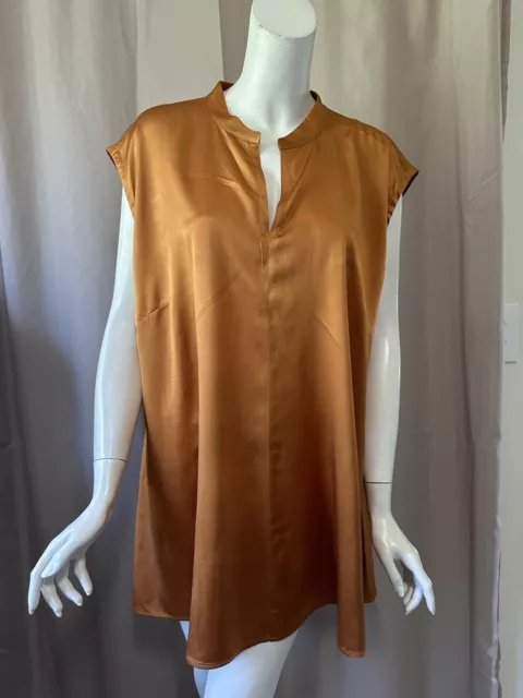 Eileen Fisher women Silk Caramel Tunic Tank Top size 1X Excellent