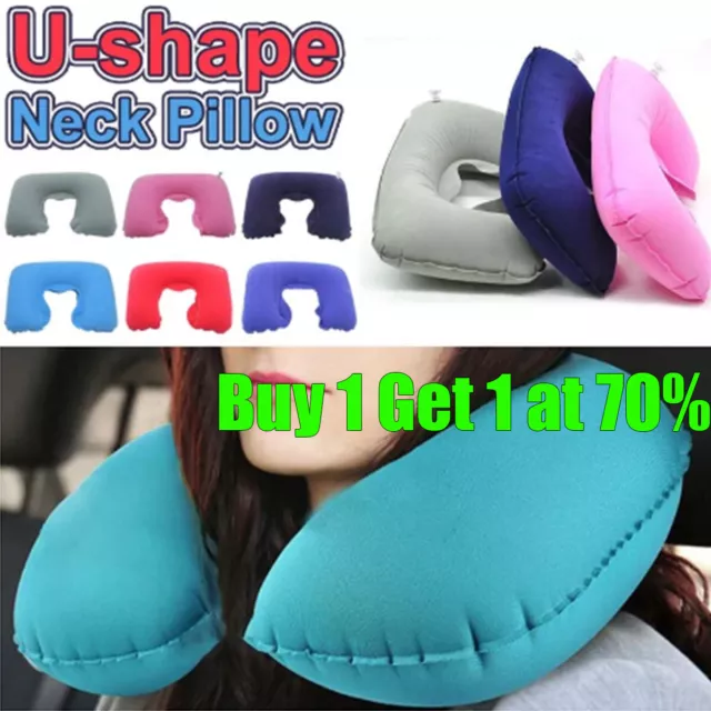 Inflatable Travel Pillow Head Cushion U Shaped Neck Rest Support Holiday Plane