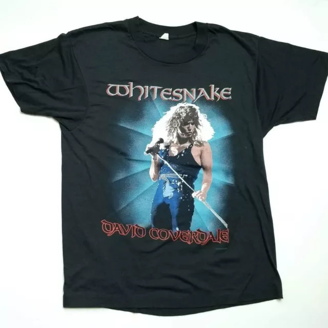 Vintage 1988 WhiteSnake Concert Tour Cities T Shirt L Metal 80s Rock Band Tee