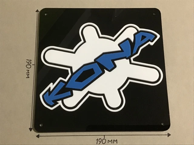 KONA Bikes, KONA Acrylic Sign, Black, White and Blue, 190 X 190mm.