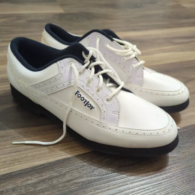 FootJoy GreenJoys 48733 Women's Size 9 White Leather Golf Shoes VG!