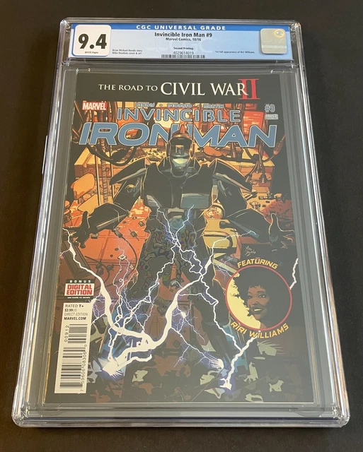 INVINCIBLE IRON MAN #9 2nd print (Marvel 2016) CGC 9.4, 1st full Riri Williams