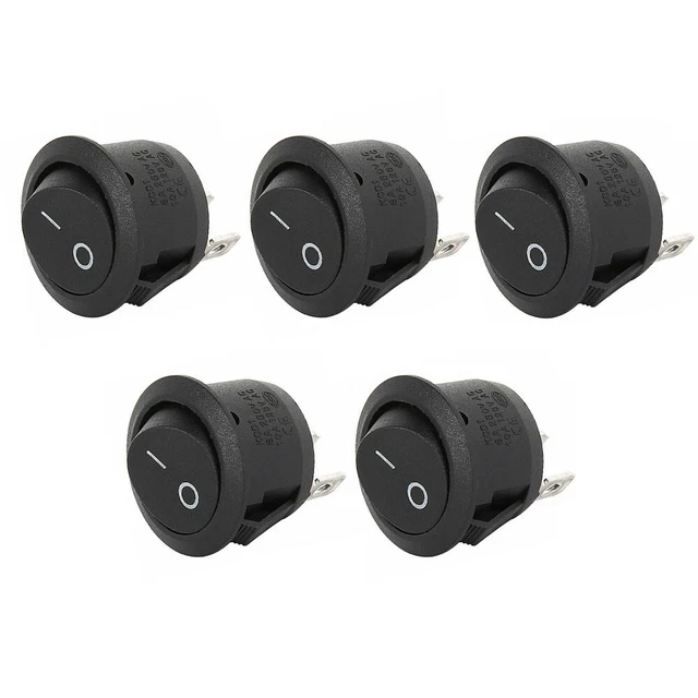 Interruttore a dondolo rotondo 10 A 12-250 VAC 20 mm 29,2 x 23 mm 5 pz accessori nero