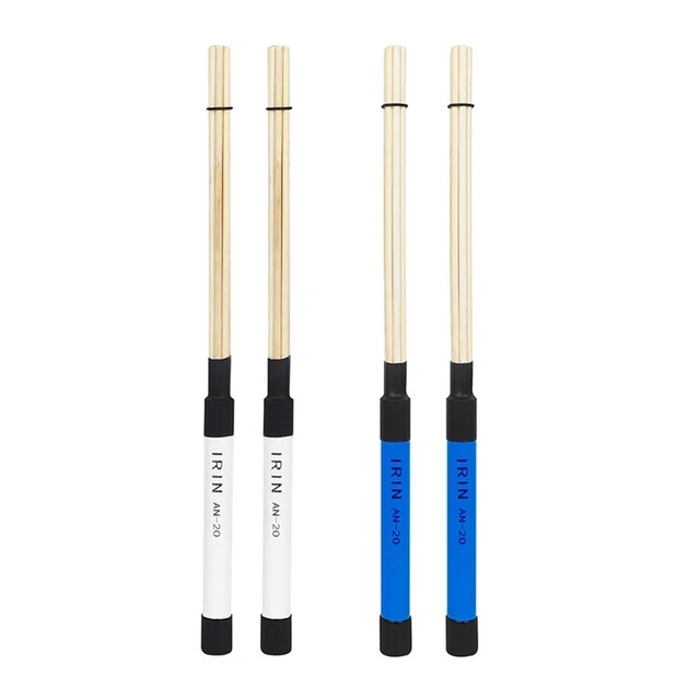 Accessoire Percussion FERCAISH Lot De 2 Baguettes De Batterie Rétractables | Balais Métalliques Avec Poignée Caoutchouc | Pour Jazz, Practice Baguettes Batterie