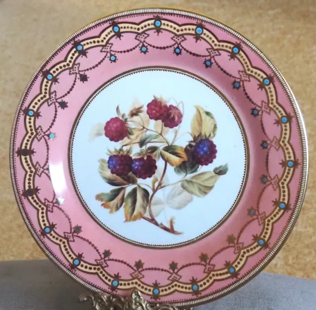 Royal Worcester Berry Tin for the Victoria and Albert Museum Pink Rim, Dots