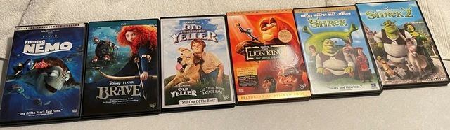 OLD YELLER/SAVAGE SAM Disney lot 6 movies Shrek 1 & 2 lion king 