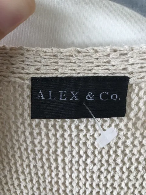 Alex & Co Beige Silk Cotton Waterfall Cardigan Open Front Knitwear Knit Uk S 6