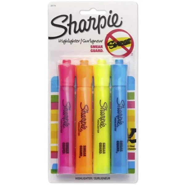 Sharpie Accent Highlighters Assorted Colors Pack of 4
