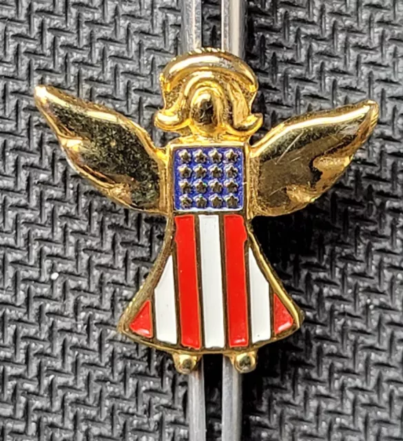 GUARDIAN ANGEL PATRIOTIC USA Gold Tone Tac Pin, Tie Tack, Lapel Pin or Hat Pin