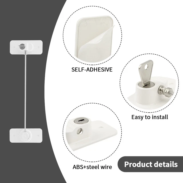 2pcs Refrigerator Lock Door Easy Install With Key Self  Child Safety