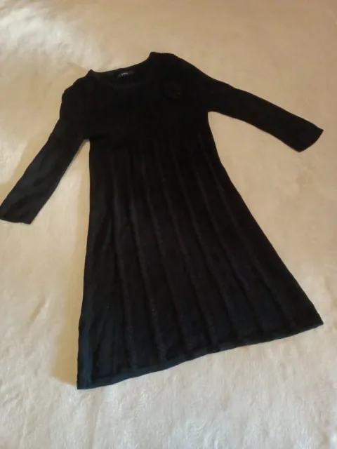 Nearly New Girls Black & Gold Jumper Dress Age 12-13 Years