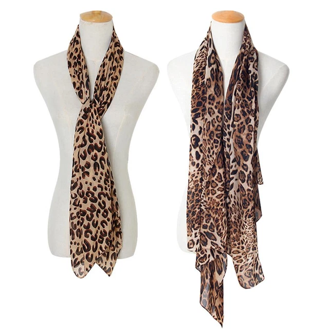 LEOPARD PRINT SCARF Women Vintage Chiffon Stole Soft Harajuku Scarf