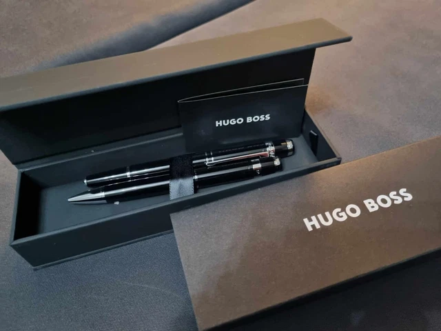 Hugo Boss Pen Set, Black Ballpoint and Fountain Pen UK Seller Perfect Christmas