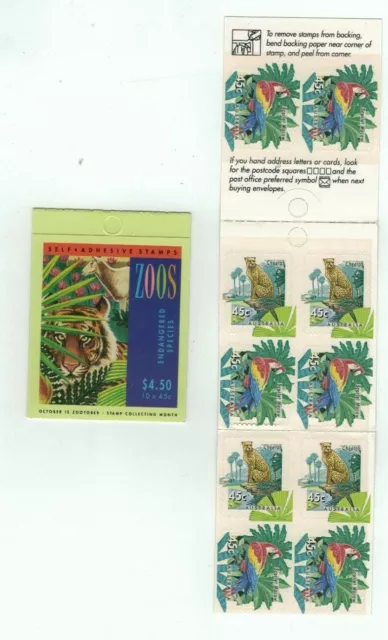 1994 Zoos Endangered Species Booklet 10 x 45c  MUH