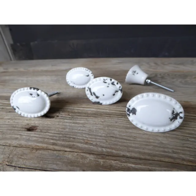 Poignée ovale vintage tiroir tirage blanc céramique armoire cuisine commode bouton de porte 3