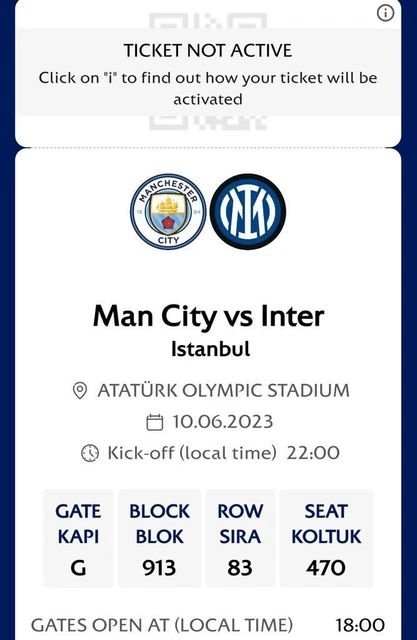 2 Biglietti CAT 2 Neutral Final champions League Istanbul Man city Inter 2 Biglietti CAT 2 Neutral Final champions League Istanbul Man city Inter