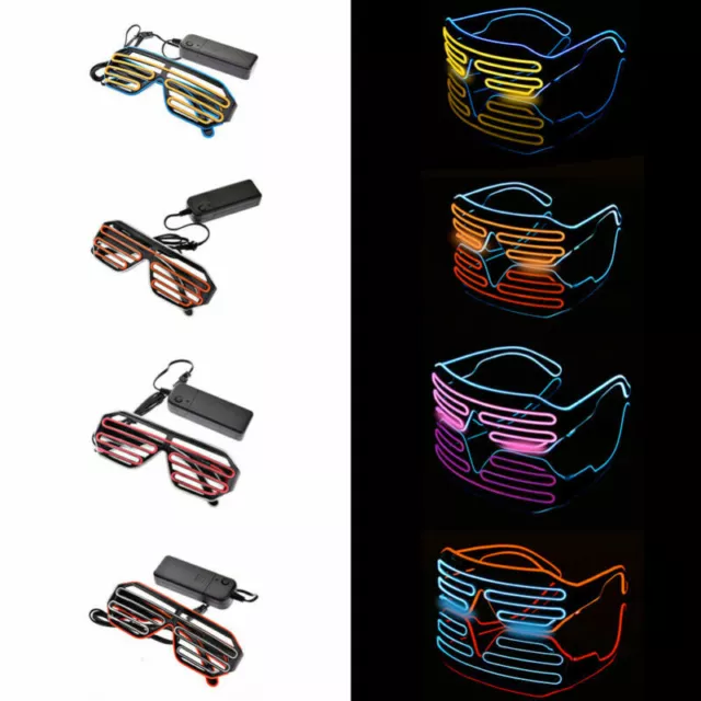 EL WIRE Flashing LED Shutter Glasses Light Up Rave Slotted Party Glow Shades Fun