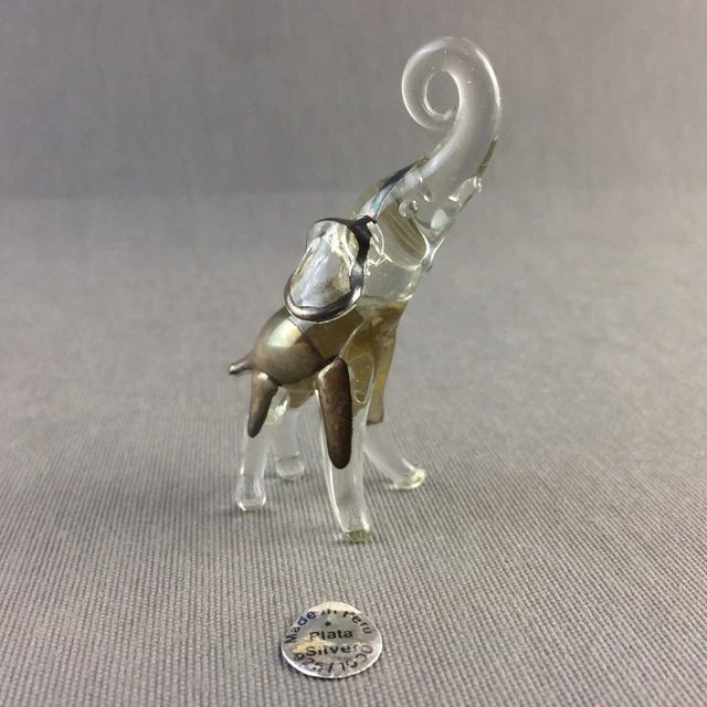 CRISTAL DE PLATA | 925 | Elefante | Figurita Miniatura | Made in PERÚ | Silver