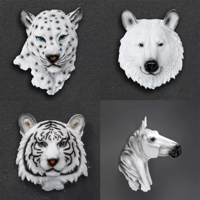 Animal Head Wall Statue Resin Figurine Sculptures Ornament Creative 3D Art Decor