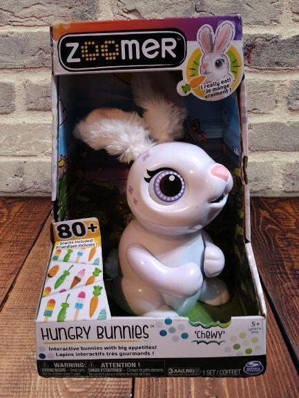 NEW Spin Master Zoomer Hungry Bunnies CHEWY White Interactive Rabbit Bunny Toy