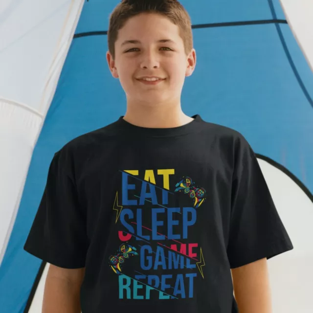 T-shirt da gioco Eat Sleep Repeat divertente giocatore regalo ragazzi gioco regalo di compleanno 2