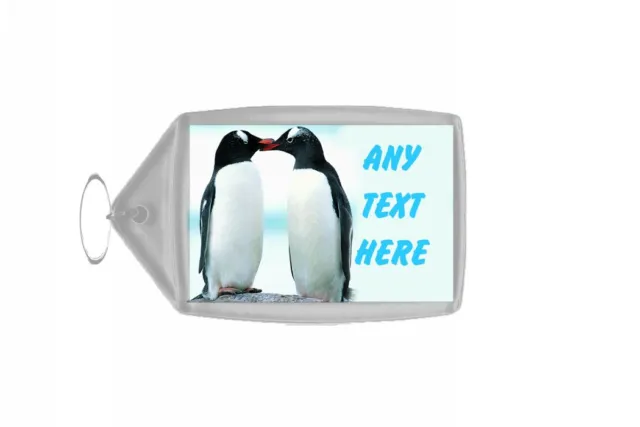Kissing Penguins Personalised Keyring