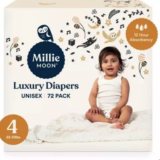 New All Natural Millie Moon Disposable Diapers Size 4