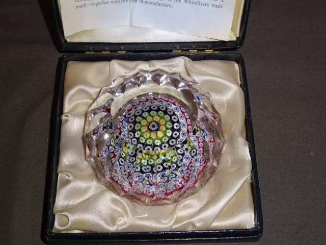 1970's Boxed Whitefriars Glass Millefiori Cane Paperweight Full Lead Crystal #6