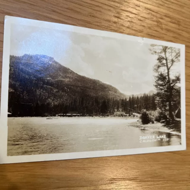 Lake Tahoe DONNER LAKE LODGE original real photo postcard TRUCKEE CALIFORNIA CA