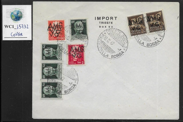 WC1_15732. ITALY-AMG VG. Courtesy cover w. Sc. 1LN8/Sas 7 w. double ovpt & more