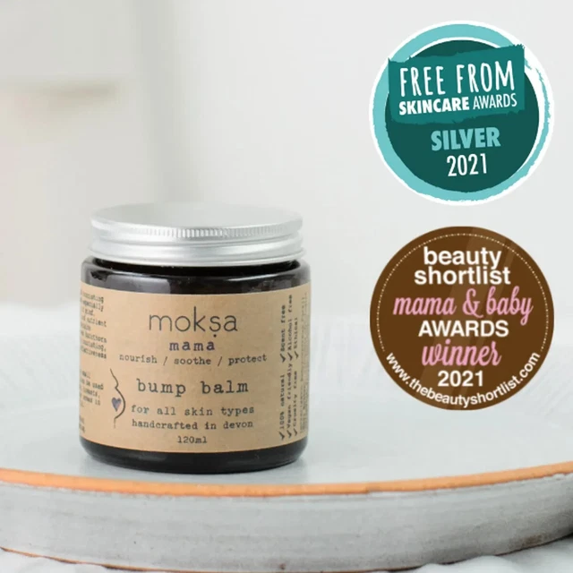 BÁLSAMO VEGANO ORGÁNICO MAMÁ BUMP BÁLSAMO por MOKSA 30ml - TODO NATURAL - CERO RESIDUOS - NUEVO