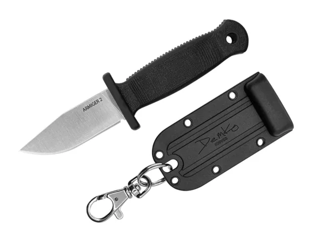 Demko Knives Armiger 2 Clip Point 4034SS TPR Black Neck Knife Messer ✔️ 02DK009