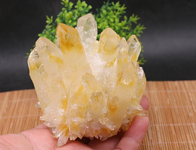 548g New Find Yellow Phantom Quartz Crystal Cluster Mineral Specimen