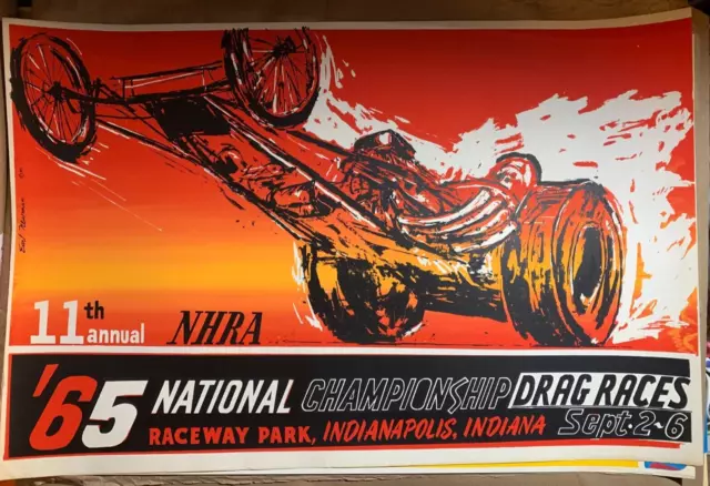 '65 NHRA DRAG RACES VINTAGE 1965 ORIGINAL ART POSTER By EARL NEWMAN -NICE! '65 NHRA DRAG RACES VINTAGE 1965 ORIGINAL ART POSTER By EARL NEWMAN -NICE!