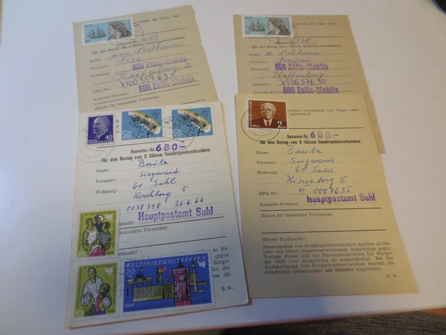 DDR Posten von Sammlerausweisen meist mit Einzelfrankatur