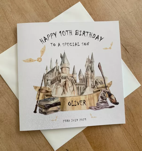 Tarjeta de cumpleaños personalizada de Harry Potter hijo hija nieta nieto