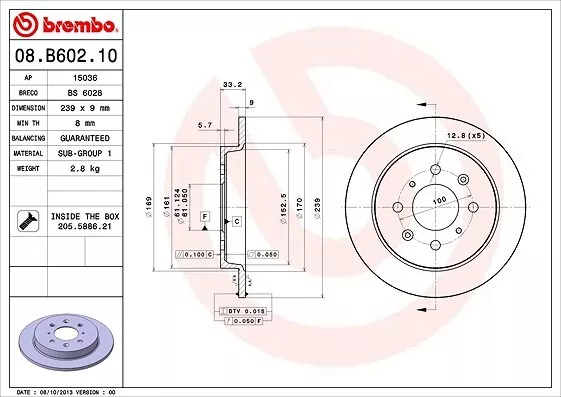 2x BREMBO Bremsscheibe Hinterachse für HONDA