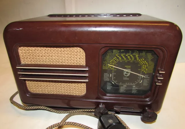 Rara Piccola Radio A Valvole Philips Modello Bi270A Made In Italy Fine Anni '40