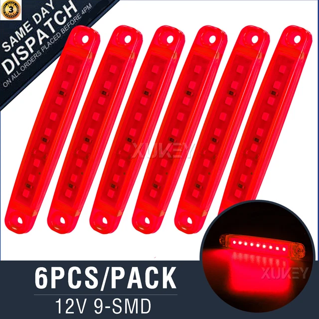6x 10cm Rear Side LED Red Marker Light Truck Trailer Chassis Signal Lamp Warning