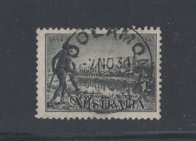 1934 Australia Centenary of Victoria 1/- black 11 1/2 perf. SG 149a nice CDS