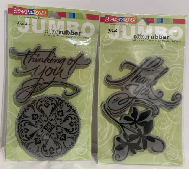 Stampendous JUMBO THANK YOU Thinking Of You Greetings Words Rubber Stamps Lot