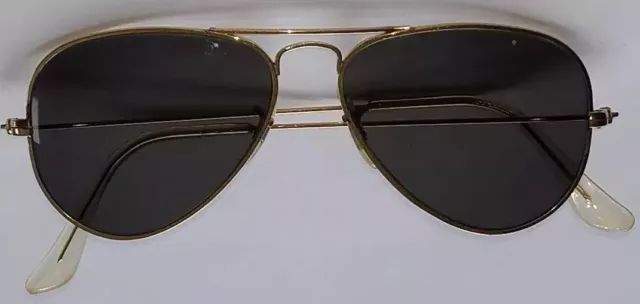 Vtg B&L Bausch & Lomb Ray-Ban Army Pilot Aviator Shooter Sunglasses Gold Frame !