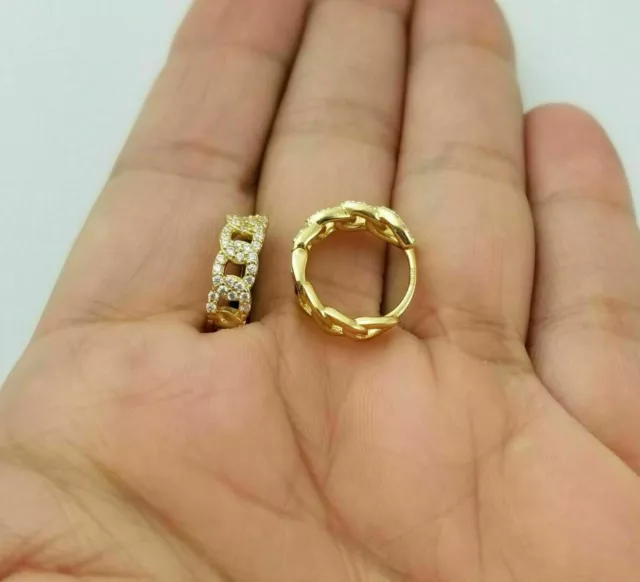 1.20Ct Round Cut Simulated Diamond Huggie Hoop Earrings 14K Yellow Gold Plated