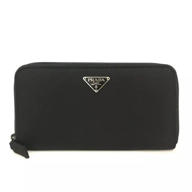 PRADA Logo Plate Nylon Zip Around Long Wallet/2X0712